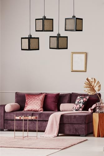 Opviq Elegant FIR Wood Chandelier, Adjustable Height, Black & Rattan, 70 cm Total Height | E27 Socket, 40W Max | Stylish Natural Fabric Cap, Perfect for Modern Spaces Opviq Elegant FIR Wood Chandelier, Adjustable Height, Black & Rattan, 70 cm Total Height | E27 Socket, 40W Max | Stylish Natural Fabric Cap, Perfect for Modern Spaces von Opviq