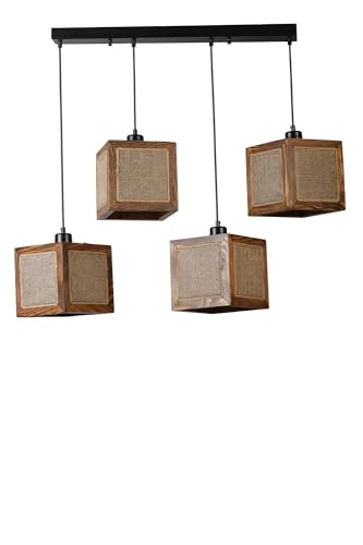 Opviq Elegant FIR Wood Chandelier, Rattan & Walnut Finish, Adjustable Height 70 cm, E27 Socket, 18 cm Fabric Cap | Stylish Lighting for Modern Spaces Opviq Elegant FIR Wood Chandelier, Rattan & Walnut Finish, Adjustable Height 70 cm, E27 Socket, 18 cm Fabric Cap | Stylish Lighting for Modern Spaces von Opviq