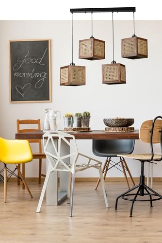Opviq Elegant FIR Wood Chandelier with Natural Rattan Cap, Adjustable Height, 70 cm Total Height, E27 Socket, 18 cm Diameter | Stylish Walnut & Rattan Design for Modern Spaces Opviq Elegant FIR Wood Chandelier with Natural Rattan Cap, Adjustable Height, 70 cm Total Height, E27 Socket, 18 cm Diameter | Stylish Walnut & Rattan Design for Modern Spaces von Opviq