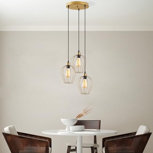 Opviq Elegant Gold Chandelier, Adjustable Height 30-115 cm, Metal Body, Ø41 x 115 cm | 3 x E27 Max 40W, Stylish Lighting for Modern Spaces, IP20 Opviq Elegant Gold Chandelier, Adjustable Height 30-115 cm, Metal Body, Ø41 x 115 cm | 3 x E27 Max 40W, Stylish Lighting for Modern Spaces, IP20 von Opviq