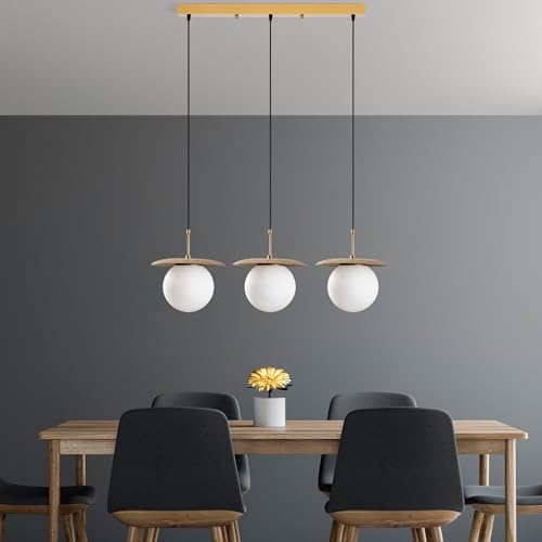 Opviq Elegant Gold Chandelier, Adjustable Height 40-110 cm, Metal Body, 100 x 30 x 110 cm | 3 x E27 Max 40W | Perfect for Modern Living Spaces, IP20 von Opviq