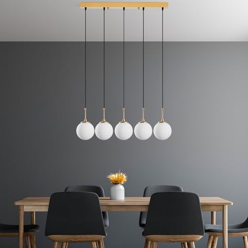 Opviq Elegant Gold Chandelier, Adjustable Height 40-115 cm, Metal Body, 80 x 15 x 115 cm | 5 x E14 Max 40W | Perfect for Modern Living Spaces, IP20 Rated von Opviq