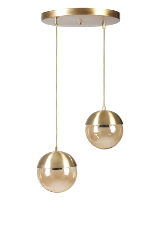 Opviq Elegant Gold Chandelier, Adjustable Height 70 cm, Metal Body with Antique Coating, 15 cm Cap Diameter, E27 Socket, Perfect for Modern Spaces Opviq Elegant Gold Chandelier, Adjustable Height 70 cm, Metal Body with Antique Coating, 15 cm Cap Diameter, E27 Socket, Perfect for Modern Spaces von Opviq