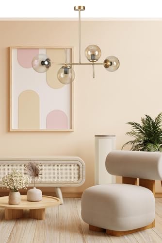 Opviq Elegant Gold Chandelier, Metal Body, 15 cm Cap, 90 cm Base Plate, 65 cm Height | E27 Socket, Max 40W | Stylish Lighting for Modern Spaces Opviq Elegant Gold Chandelier, Metal Body, 15 cm Cap, 90 cm Base Plate, 65 cm Height | E27 Socket, Max 40W | Stylish Lighting for Modern Spaces von Opviq