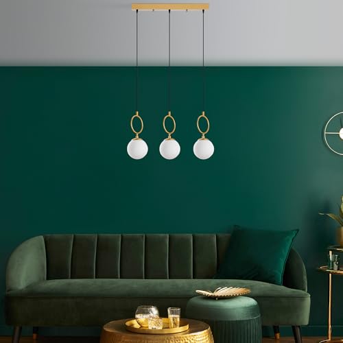 Opviq Elegant Gold Chandelier, Metal Body, 75 cm Width, Adjustable Height (40-185 cm), 3 x E14 Max 40W, Stylish Lighting for Modern Spaces, IP20 Rated von Opviq
