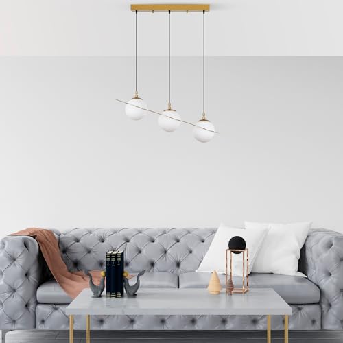 Opviq Elegant Gold Chandelier, Metal Body, 76 cm Width, Adjustable Height (22-167 cm), 3 x E14 Max 40W | Stylish Lighting for Modern Spaces, IP20 Rated von Opviq