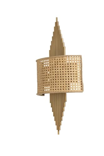 Opviq Elegant Gold Wall Lamp, Metal Body with Fabric Lampshade, 32 cm Diameter, 65 cm Height, E14 Socket Max 40W | Stylish Lighting for Modern Spaces von Opviq