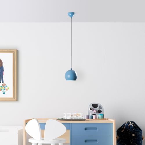 Opviq Elegant Light Blue Chandelier, Adjustable Height 20-111 cm, Metal Body, Ø15 cm Cap, E27 Socket, Perfect for Modern Decor | IP20 Rated von Opviq