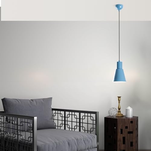 Opviq Elegant Light Blue Chandelier, Adjustable Height 27-114 cm, Metal Body, Ø14 cm Cap, 1 x E27 Socket, Perfect for Modern Decor | IP20 Rated von Opviq