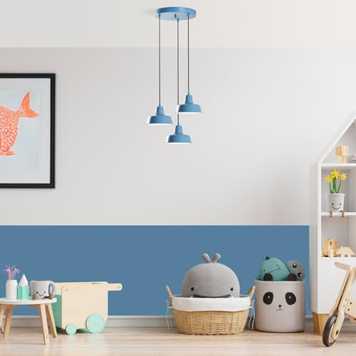 Opviq Elegant Light Blue Chandelier, Metal Body, 45 cm Diameter, Adjustable Height 75-108 cm, 3 x E27 Socket, Perfect for Modern Decor | IP20 Rated von Opviq