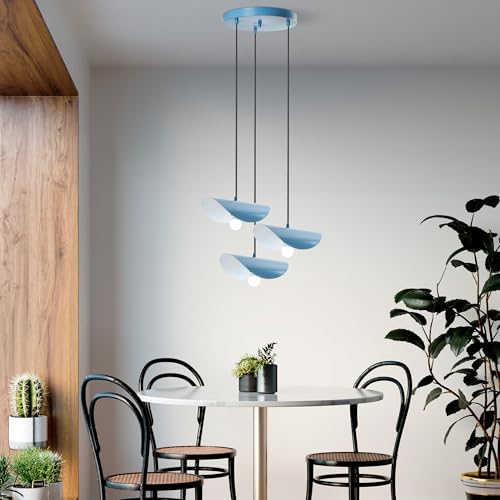 Opviq Elegant Light Blue Chandelier, Metal Body, 50 cm Diameter, Adjustable Height 75-106 cm, 3 x E27 Socket, Perfect for Modern Spaces, Stylish & Functional von Opviq
