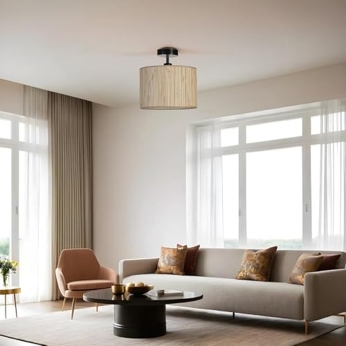 Opviq Elegant Metal Chandelier with Bamboo Cap, 30 cm Diameter, 30 cm Height | E27 Socket, Max 40W | Stylish Oak & Black Design for Modern Spaces Opviq Elegant Metal Chandelier with Bamboo Cap, 30 cm Diameter, 30 cm Height | E27 Socket, Max 40W | Stylish Oak & Black Design for Modern Spaces von Opviq
