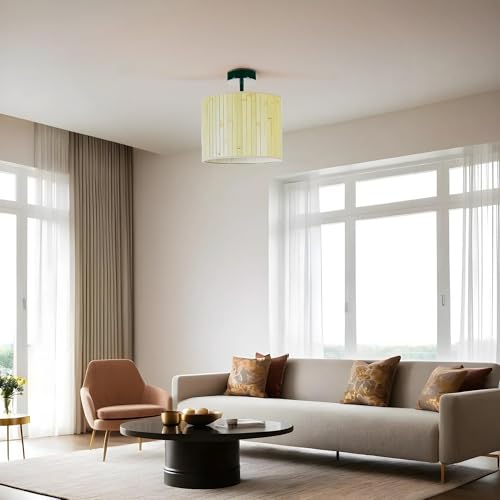 Opviq Elegant Metal Chandelier with Bamboo Cap, 30 cm Diameter, 30 cm Height | E27 Socket, Max 40W | Stylish Oak & Green Design for Modern Spaces Opviq Elegant Metal Chandelier with Bamboo Cap, 30 cm Diameter, 30 cm Height | E27 Socket, Max 40W | Stylish Oak & Green Design for Modern Spaces von Opviq