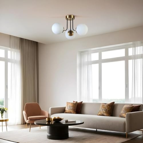 Opviq Elegant Metal Chandelier with Glass Cap, 40 cm Diameter, 30 cm Height | E27 Socket, Max 40W | Stylish White & Gold Design for Modern Interiors Opviq Elegant Metal Chandelier with Glass Cap, 40 cm Diameter, 30 cm Height | E27 Socket, Max 40W | Stylish White & Gold Design for Modern Interiors von Opviq