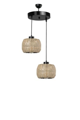 Opviq Elegant Rattan Chandelier, 20 cm Cap Diameter, 70 cm Height | Adjustable E27 Socket, Max 40W | Bohemian & Scandinavian Design for Stylish Spaces Opviq Elegant Rattan Chandelier, 20 cm Cap Diameter, 70 cm Height | Adjustable E27 Socket, Max 40W | Bohemian & Scandinavian Design for Stylish Spaces von Opviq