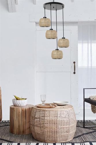 Opviq Elegant Rattan Chandelier, 30 cm Diameter, 70 cm Height | Adjustable E27 Socket, Max 40W | Bohemian & Scandinavian Design for Stylish Spaces Opviq Elegant Rattan Chandelier, 30 cm Diameter, 70 cm Height | Adjustable E27 Socket, Max 40W | Bohemian & Scandinavian Design for Stylish Spaces von Opviq