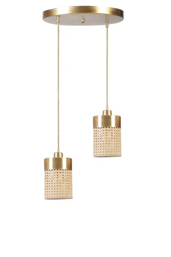 Opviq Elegant Rattan Chandelier, Adjustable Height 70 cm, Antique Coated Metal, 14 cm Cap, 25 cm Base, E27 Max 40W, Gold & Natural Rattan | Perfect for Modern Spaces Opviq Elegant Rattan Chandelier, Adjustable Height 70 cm, Antique Coated Metal, 14 cm Cap, 25 cm Base, E27 Max 40W, Gold & Natural Rattan | Perfect for Modern Spaces von Opviq