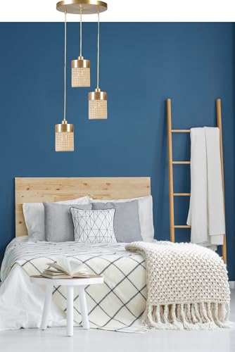 Opviq Elegant Rattan Chandelier, Adjustable Height 70 cm, Antique Coated Metal, 14 cm Cap, 30 cm Base, E27 Max 40W, Gold & Natural Rattan | Perfect for Modern Spaces Opviq Elegant Rattan Chandelier, Adjustable Height 70 cm, Antique Coated Metal, 14 cm Cap, 30 cm Base, E27 Max 40W, Gold & Natural Rattan | Perfect for Modern Spaces von Opviq