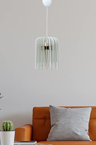 Opviq Elegant Tulip Chandelier, White MDF Body, Adjustable Cable, 65 cm Height, E27 Socket Max 40W | Scandinavian Design for Modern Spaces von Opviq
