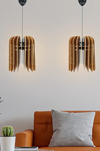 Opviq Elegant Tulip Chandelier (2 Pieces), Walnut Color, 25 cm Cap Length | Adjustable Cable, E27 Socket, 65 cm Total Height | Scandinavian Design for Modern Spaces von Opviq