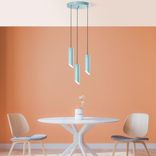 Opviq Elegant Turquoise Chandelier, Metal Body, 40 cm Diameter, Adjustable Height 75-114 cm, 3 x E27 Socket, Perfect for Modern Spaces, Stylish Lighting Solution von Opviq