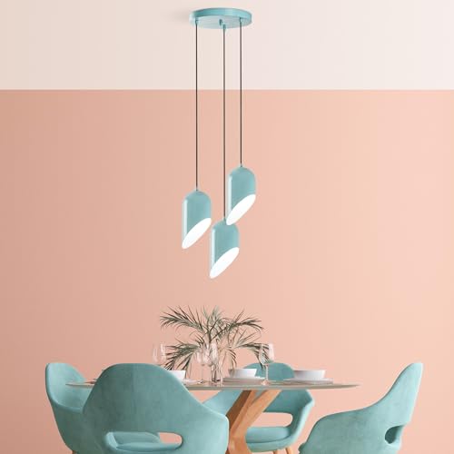 Opviq Elegant Turquoise Chandelier, Metal Body, 40 cm Diameter, Adjustable Height 75-121 cm, 3 x E27 Socket, Perfect for Modern Spaces, Stylish Lighting Solution von Opviq