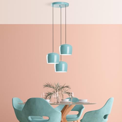 Opviq Elegant Turquoise Chandelier, Metal Body, 45 cm Diameter, Adjustable Height 45-114 cm, 3 x E27 Socket, Perfect for Modern Spaces, Stylish Lighting Solution von Opviq