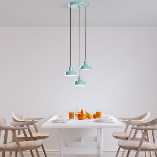 Opviq Elegant Turquoise Chandelier, Metal Body, 45 cm Diameter, Adjustable Height 75-108 cm, 3 x E27 Socket, Perfect for Modern Decor | IP20 Rated von Opviq