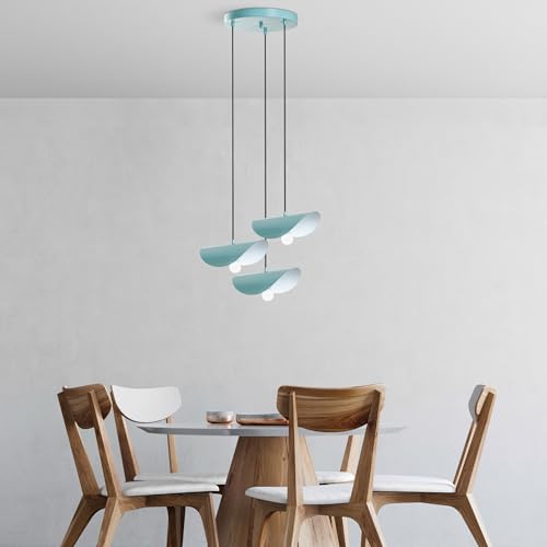 Opviq Elegant Turquoise Chandelier, Metal Body, 50 cm Diameter, Adjustable Height 75-106 cm, 3 x E27 Socket, Perfect for Modern Decor | Stylish Lighting Solution von Opviq