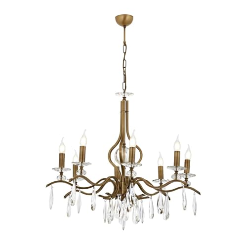 Opviq Elegant Vintage Chandelier, Metal Body, 110 cm Height, 80 cm Diameter, 8 x E14 Max 40W, Copper Finish | Perfect for Modern & Traditional Spaces Opviq Elegant Vintage Chandelier, Metal Body, 110 cm Height, 80 cm Diameter, 8 x E14 Max 40W, Copper Finish | Perfect for Modern & Traditional Spaces von Opviq
