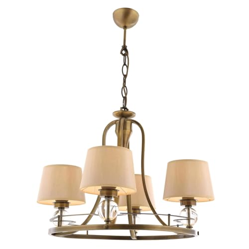 Opviq Elegant Vintage Chandelier, Metal Body & Glass Cap, 85 cm Height, 52 cm Diameter, 4 x E27 Max 40W | Modern American Traditional Glam Design von Opviq