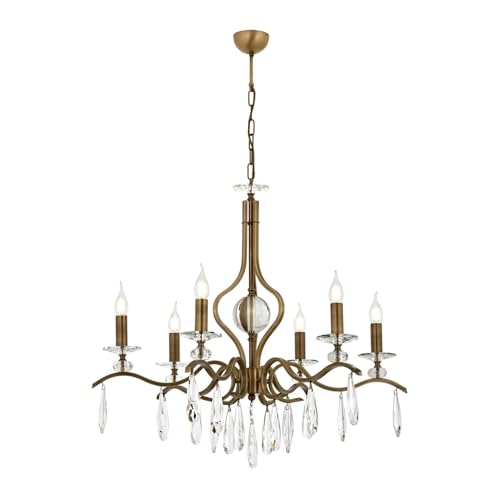 Opviq Elegant Vintage Chandelier, Metal Body with Glass Cap, 110 cm Height, 80 cm Diameter, 6 x E14 Max 40W, Copper Finish | Perfect for Modern & Traditional Spaces Opviq Elegant Vintage Chandelier, Metal Body with Glass Cap, 110 cm Height, 80 cm Diameter, 6 x E14 Max 40W, Copper Finish | Perfect for Modern & Traditional Spaces von Opviq