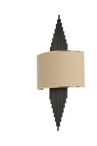 Opviq Elegant Wall Lamp, Gold & Black, 32 cm Diameter, 65 cm Height | Durable Metal Body, Fabric Lampshade, E14 Socket, Max 40W | Perfect for Modern Decor Opviq Elegant Wall Lamp, Gold & Black, 32 cm Diameter, 65 cm Height | Durable Metal Body, Fabric Lampshade, E14 Socket, Max 40W | Perfect for Modern Decor von Opviq