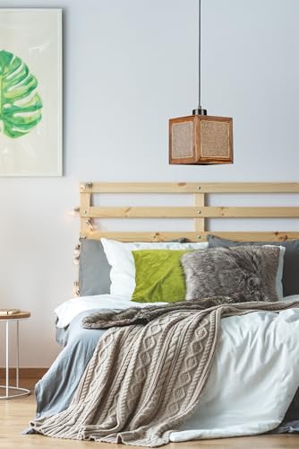 Opviq Elegant Walnut Chandelier, FIR Wood Body, Adjustable Height 70 cm, Natural Fabric Cap, E27 Socket Max 40W | Stylish Lighting for Modern Spaces Opviq Elegant Walnut Chandelier, FIR Wood Body, Adjustable Height 70 cm, Natural Fabric Cap, E27 Socket Max 40W | Stylish Lighting for Modern Spaces von Opviq