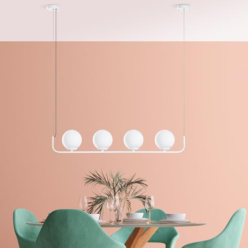 Opviq Elegant White Chandelier, Adjustable Height 20-110 cm, Metal Body, 4 x E14 Sockets, 15 cm Cap Diameter, Perfect for Modern Spaces, IP28 Rated Opviq Elegant White Chandelier, Adjustable Height 20-110 cm, Metal Body, 4 x E14 Sockets, 15 cm Cap Diameter, Perfect for Modern Spaces, IP28 Rated von Opviq