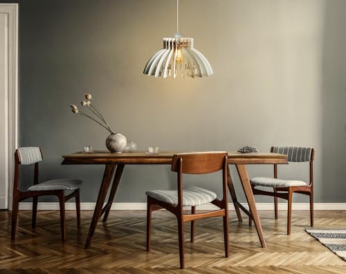Opviq Elegant White Crown Chandelier, Adjustable Height 55 cm, MDF Body, E27 Socket Max 40W | Scandinavian Design, Perfect for Modern Interiors von Opviq