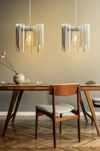 Opviq Elegant ZigZag Chandelier (2 Pieces), White MDF, 55 cm Height | Adjustable Cable, E27 Socket, Max 40W | Scandinavian Design for Modern Spaces von Opviq
