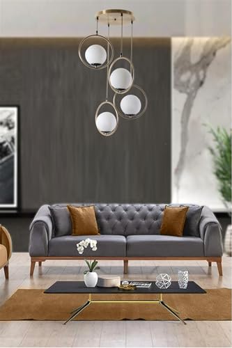 Opviq Glam Scandinavian Chandelier, 70 cm Height, 30 cm Diameter | 100% Metal, White & Copper | E27 Socket, Max 40W | Elegant Lighting for Modern Spaces Opviq Glam Scandinavian Chandelier, 70 cm Height, 30 cm Diameter | 100% Metal, White & Copper | E27 Socket, Max 40W | Elegant Lighting for Modern Spaces von Opviq