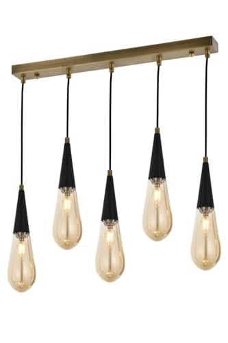 Opviq Industrial Chandelier with Metal Body & Glass Cap, 90 cm Length, Antiquation Finish | 5 x E14 Sockets, IP20, 220-240V | Perfect for Modern Spaces Opviq Industrial Chandelier with Metal Body & Glass Cap, 90 cm Length, Antiquation Finish | 5 x E14 Sockets, IP20, 220-240V | Perfect for Modern Spaces von Opviq