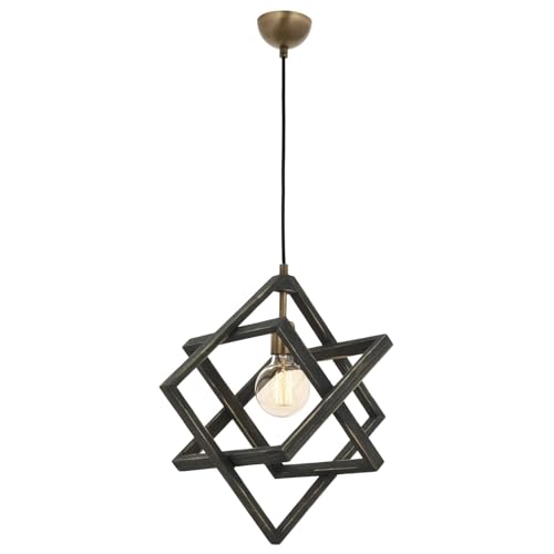 Opviq Industrial Chandelier with Metal Body & Wooden Cap, 80 cm Height, 30 cm Diameter | E27 Socket, Max 40W | Black & Antique Finish, Modern Design Opviq Industrial Chandelier with Metal Body & Wooden Cap, 80 cm Height, 30 cm Diameter | E27 Socket, Max 40W | Black & Antique Finish, Modern Design von Opviq