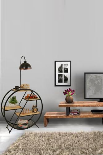 Opviq Industrial Floor Lamp with Metal Body & 100% Fir Wood Bookstand, Khaki, 165 cm Height | E27 Socket, Max 40W | Stylish Lighting for Modern Spaces von Opviq