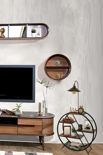 Opviq Industrial Floor Lamp with Metal Body & FIR Wood Bookstand, 165 cm Tall, Walnut Finish | E27 Socket, Max 40W | Stylish Lighting for Modern Spaces von Opviq