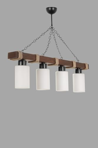 Opviq Industrial Rustic Chandelier, Wooden Body, 85 cm Length, 70 cm Height, Adjustable, E27 Socket, White Finish | Perfect for Southwestern & Country Decor Opviq Industrial Rustic Chandelier, Wooden Body, 85 cm Length, 70 cm Height, Adjustable, E27 Socket, White Finish | Perfect for Southwestern & Country Decor von Opviq