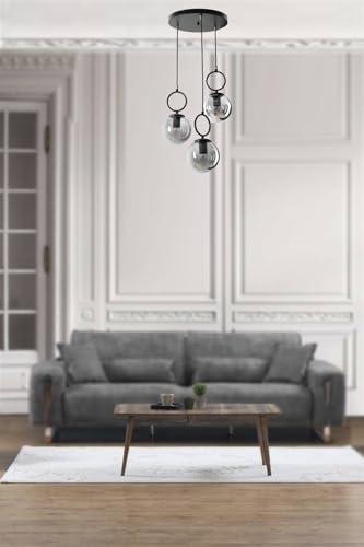 Opviq Industrial Scandinavian Chandelier, 70 cm Height, 30 cm Diameter | 100% Metal, Black Finish, E27 Socket, Max 40W | Stylish Lighting for Modern Spaces von Opviq