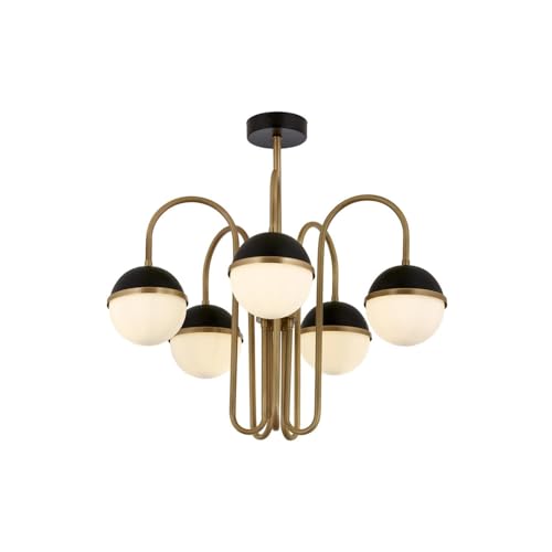 Opviq Modern Chandelier with Metal Body & Glass Cap, 70 cm Height, 60 cm Diameter | 5 x E27 Max 40W | Black & Vintage Colors, Glam & Scandinavian Design Opviq Modern Chandelier with Metal Body & Glass Cap, 70 cm Height, 60 cm Diameter | 5 x E27 Max 40W | Black & Vintage Colors, Glam & Scandinavian Design von Opviq