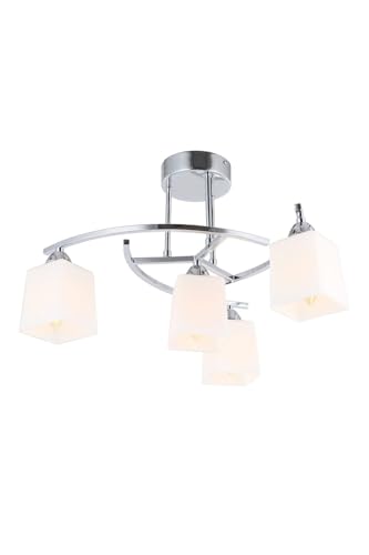 Opviq Modern Chrome Chandelier, 32 cm Length, 51 cm Diameter | 4 x E14 Max 4W | Elegant Scandinavian Design, IP20, Perfect for Stylish Interiors Opviq Modern Chrome Chandelier, 32 cm Length, 51 cm Diameter | 4 x E14 Max 4W | Elegant Scandinavian Design, IP20, Perfect for Stylish Interiors von Opviq