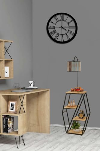 Opviq Modern Floor Lamp with Metal Body & 100% Fir Wood Bookstand, 165 cm Height, E27 Socket, Electrostatic Oven Dried Paint | Stylish & Functional Lighting for Home von Opviq