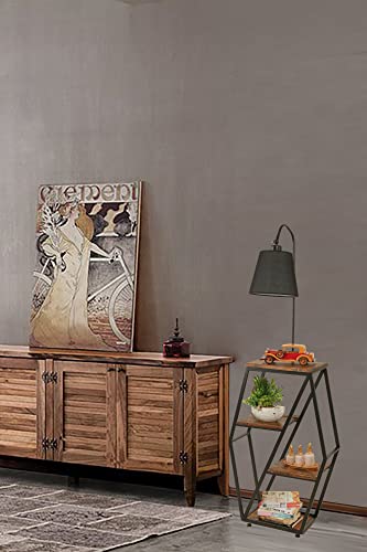 Opviq Modern Floor Lamp with Metal Body & FIR Wood Bookstand, 165 cm Height, Black | E27 Socket, Max 40W | Stylish Industrial & Country Design for Home von Opviq
