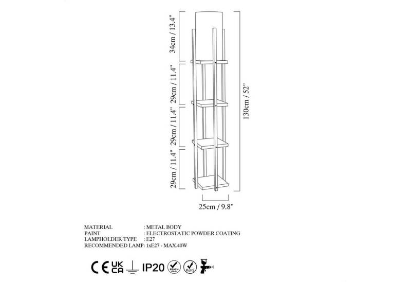 Opviq Stehlampe METAL BODY, 130 cm x 25 cm x 25 cm V1153 Opviq Stehlampe METAL BODY, 130 cm x 25 cm x 25 cm V1153 von Opviq
