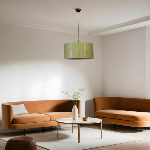 Opviq Stylish Chandelier with Metal Body & Bamboo Cap, 45 cm Diameter, 70 cm Height, Adjustable, E27 Socket, Green & Black | Perfect for Modern Spaces Opviq Stylish Chandelier with Metal Body & Bamboo Cap, 45 cm Diameter, 70 cm Height, Adjustable, E27 Socket, Green & Black | Perfect for Modern Spaces von Opviq